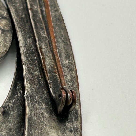 Vintage Eye-Shaped Silver-Tone Brooch With Black acrylic "Evil Eye" Cabochon For - Picture 9 of 16